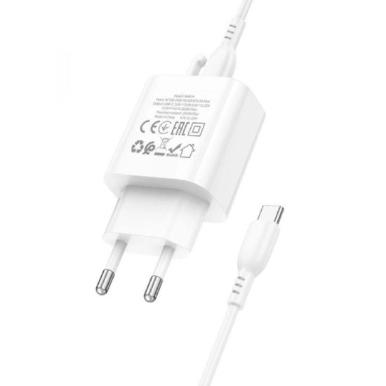 Сетевое зарядное устройство BOROFONE BA81A PD20W White (6941991108204) Тип кабеля USB Type-C х USB Type-C