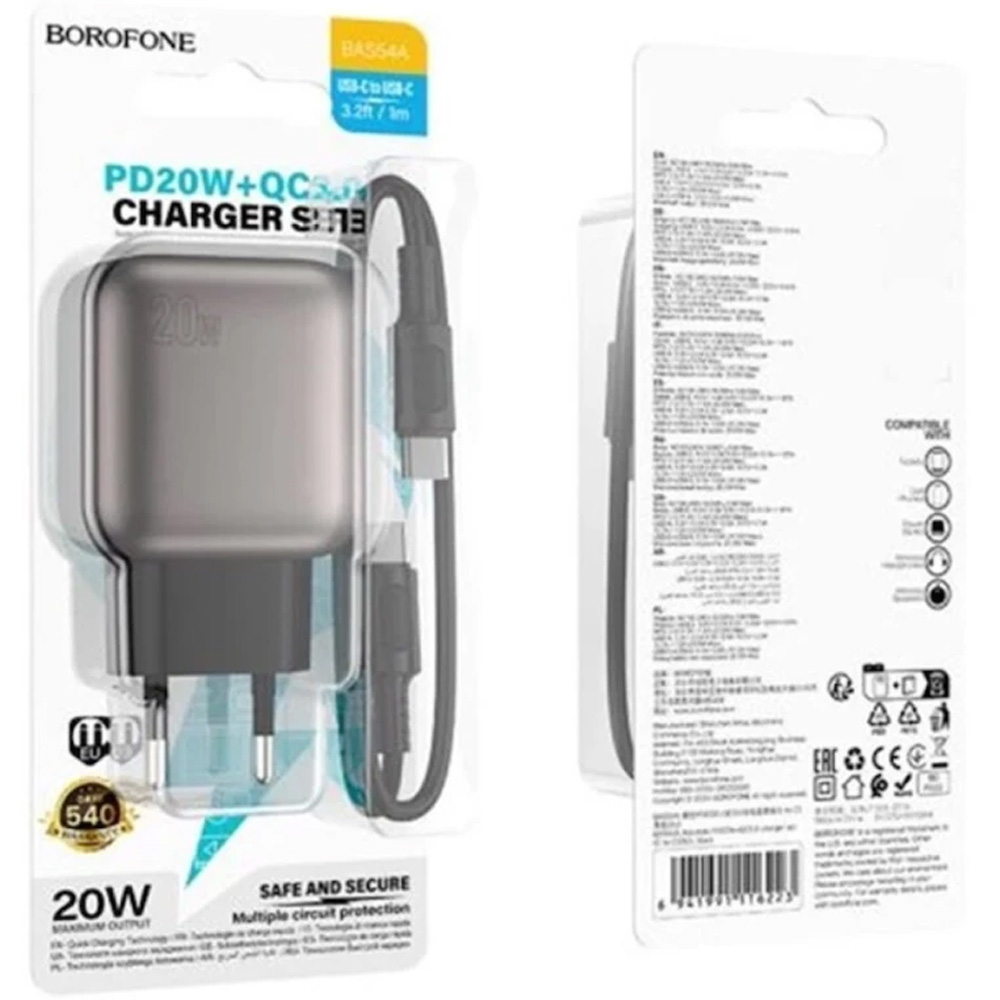 Сетевое зарядное устройство BOROFONE BAS54A PD20W Black (6941991116209) Тип сетевое зарядное устройство