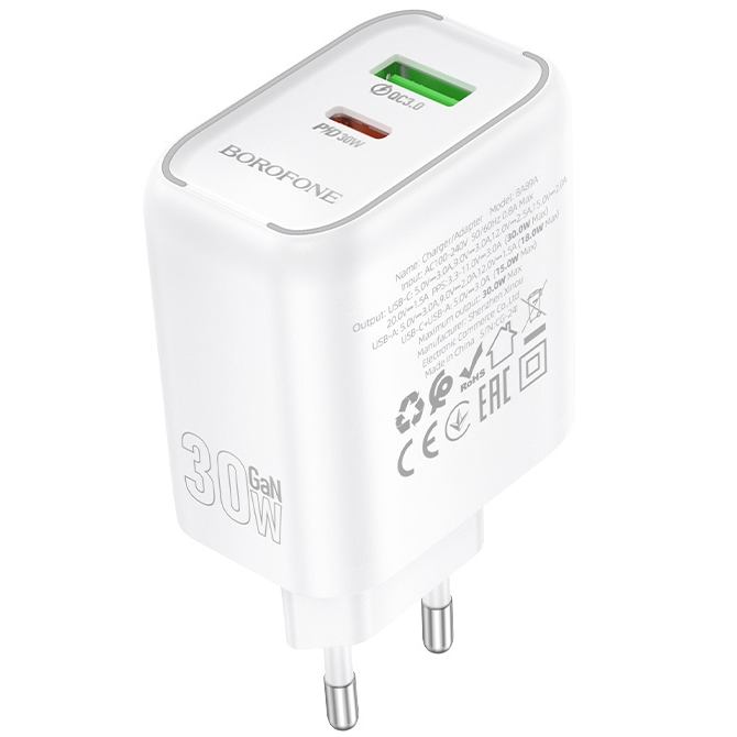 Сетевое зарядное устройство BOROFONE BA89A PD30W White (6941991119361) Кабель отсутствует