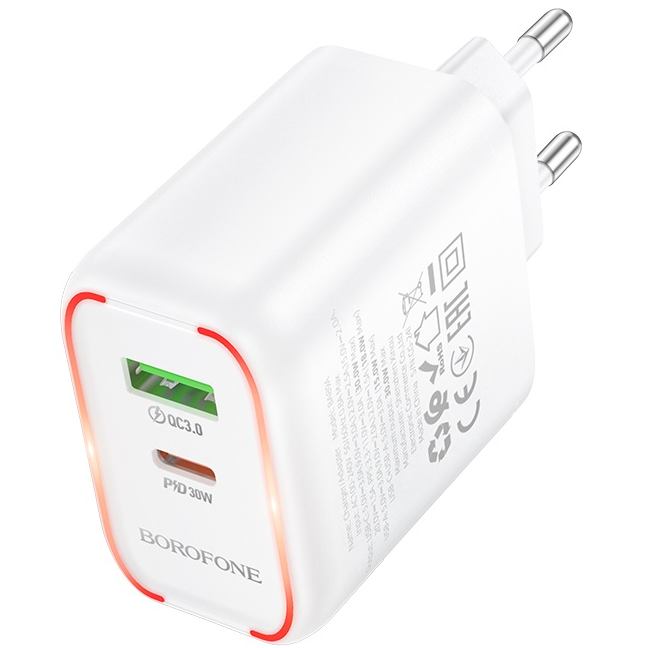 Сетевое зарядное устройство BOROFONE BA89A PD30W White (6941991119361) Мощность 30