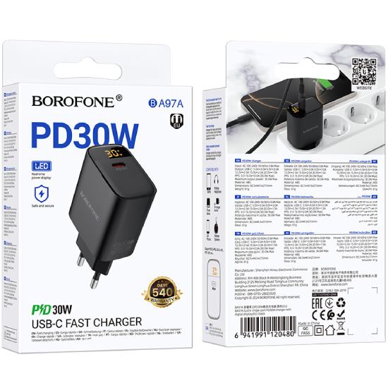 Покупка Сетевое зарядное устройство BOROFONE BA97A PD30W Black (6941991120480)