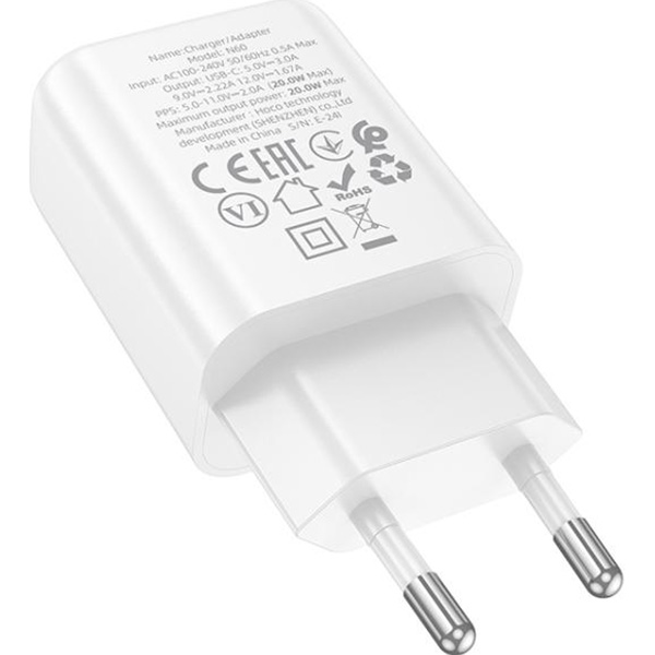 Сетевое зарядное устройство HOCO N60 Gentle White (6942007644181) Мощность 20