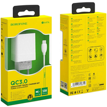 Сетевое зарядное устройство BOROFONE BA47A Mighty speed single port QC3.0 3A + Type-C cable 18W White (6931474728319)