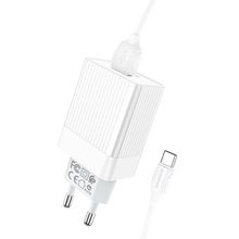 Сетевое зарядное устройство BOROFONE BA47A Mighty speed single port QC3.0 3A + Type-C cable 18W White (6931474728319)