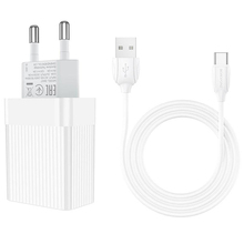 Сетевое зарядное устройство BOROFONE BA47A Mighty speed single port QC3.0 3A + Type-C cable 18W White (6931474728319)