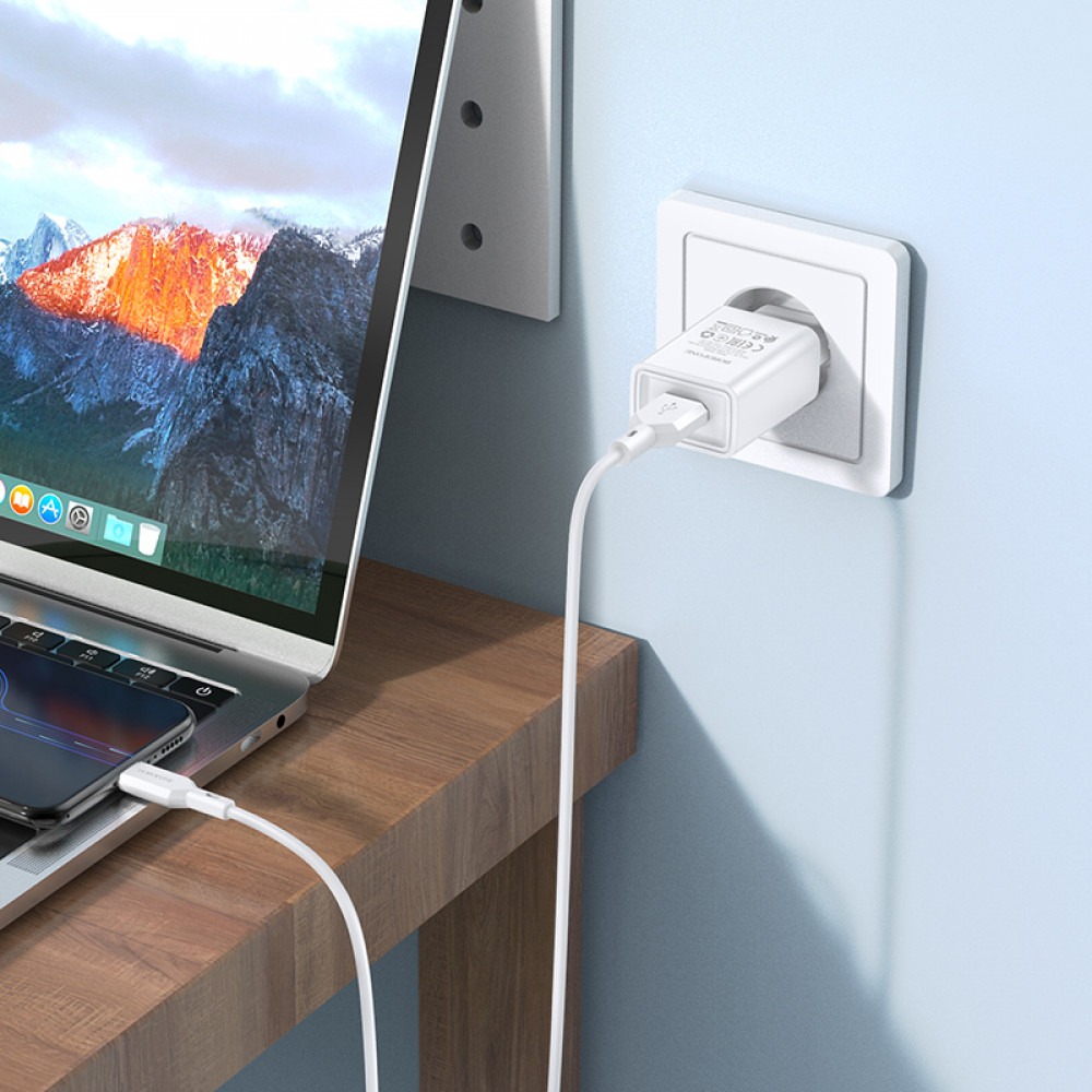 Зарядний пристрій BOROFONE BA68A Glacier single port charger 10.5W White (6974443385670) Потужність 10.5