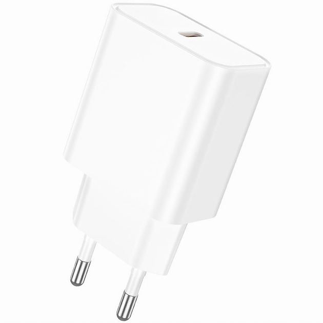 Зарядний пристрій BOROFONE BA71A Power single Port PD20W charger White (6974443387964)