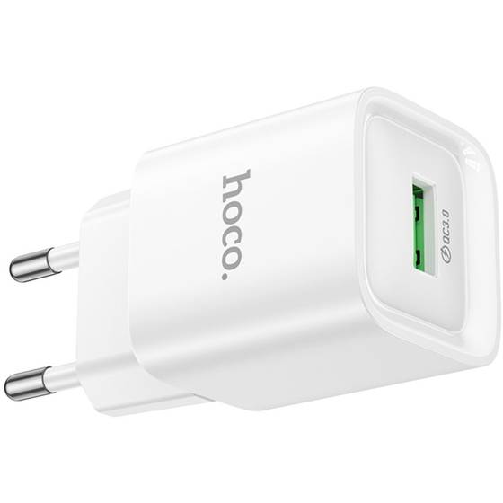 Зарядний пристрій HOCO C145A Charm single port QC3.0 charger (EU) White (6942007630214) Кабель відсутній