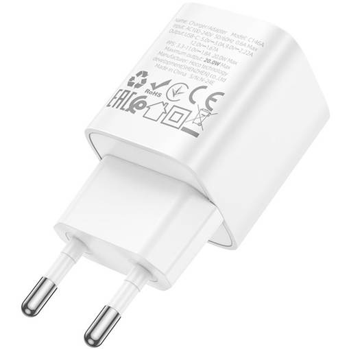 Мережевий зарядний пристрій HOCO C146A Charm single port PD20W Charger (EU) White (6942007630245) Кабель відсутній