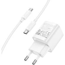 Сетевое зарядное устройство HOCO C146A Charm single port PD20W charger set C to C EU White (6942007630269)