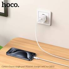 Сетевое зарядное устройство HOCO C146A Charm single port PD20W charger set C to C EU White (6942007630269)