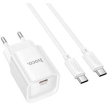 Сетевое зарядное устройство HOCO C146A Charm single port PD20W charger set C to C EU White (6942007630269)