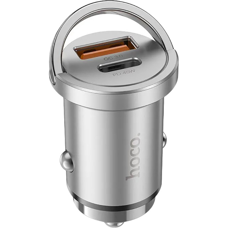 Автомобільний зарядний пристрій HOCO NZ10 Handy PD45W+QC3.0 car charger Silver (6942007601825)
