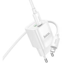Сетевое зарядное устройство HOCO C147A Charm PD20W+QC3.0 charger set C to iP EU White (6942007630283)