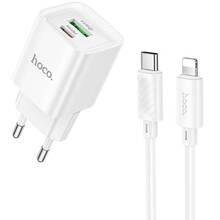 Сетевое зарядное устройство HOCO C147A Charm PD20W+QC3.0 charger set C to iP EU White (6942007630283)