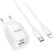 Сетевое зарядное устройство HOCO C147A Charm PD20W+QC3.0 charger set C to iP EU White (6942007630283)