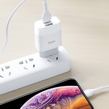 Сетевое зарядное устройство HOCO C73A Glorious dual port charger set iP EU White (6931474713056)