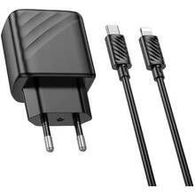 Сетевое зарядное устройство HOCO CS22A Value single port PD30W charger set C to iP Black (6942007609920)