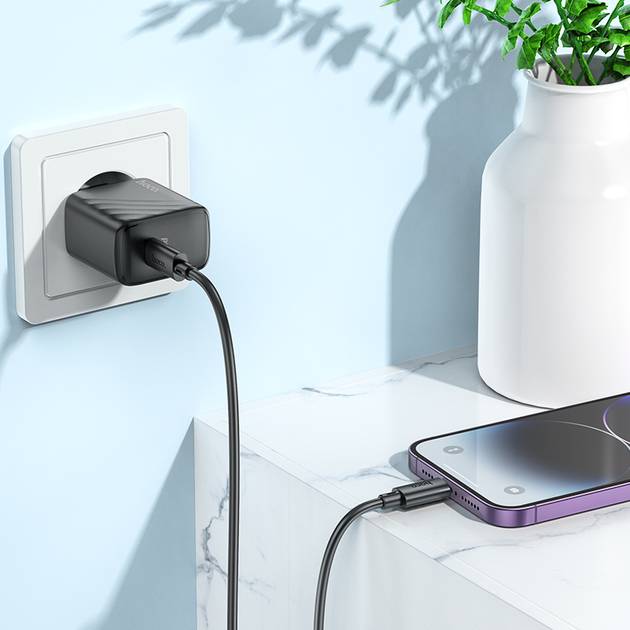 Фото Сетевое зарядное устройство HOCO CS22A Value single port PD30W charger set C to iP Black (6942007609920)
