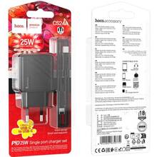 Сетевое зарядное устройство HOCO CS24A Puerto single-port PD25W charger set C to C EU Black (6942007639774)