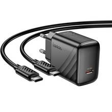 Сетевое зарядное устройство HOCO CS24A Puerto single-port PD25W charger set C to C EU Black (6942007639774)