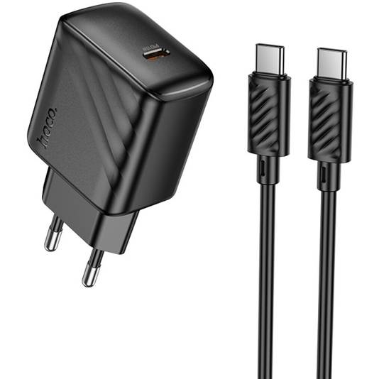 Сетевое зарядное устройство HOCO CS24A Puerto single-port PD25W charger set C to C EU Black (6942007639774)