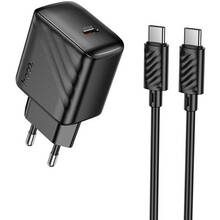 Сетевое зарядное устройство HOCO CS24A Puerto single-port PD25W charger set C to C EU Black (6942007639774)
