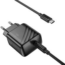 Сетевое зарядное устройство HOCO CS24A Puerto single-port PD25W charger set C to C EU Black (6942007639774)