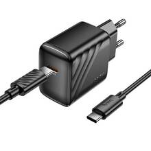 Сетевое зарядное устройство HOCO CS24A Puerto single-port PD25W charger set C to C EU Black (6942007639774)
