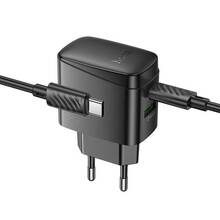 Сетевое зарядное устройство HOCO CS61A Bright PD30W+QC3.0 charger set C to C EU Black (6942007638449)