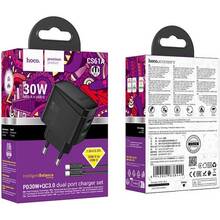 Сетевое зарядное устройство HOCO CS61A Bright PD30W+QC3.0 charger set C to C EU Black (6942007638449)