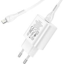 Сетевое зарядное устройство HOCO N22 Jetta PD25W charger set Type-C to iP EU White (6931474760074)