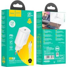 Сетевое зарядное устройство HOCO N22 Jetta PD25W charger set Type-C to iP EU White (6931474760074)
