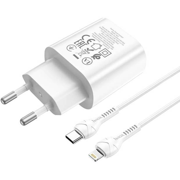 Сетевое зарядное устройство HOCO N22 Jetta PD25W charger set Type-C to iP EU White (6931474760074) Тип кабеля USB Type-C х Lightning