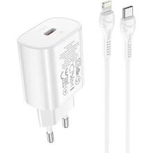 Сетевое зарядное устройство HOCO N22 Jetta PD25W charger set Type-C to iP EU White (6931474760074)