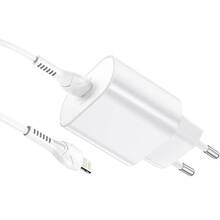 Сетевое зарядное устройство HOCO N22 Jetta PD25W charger set Type-C to iP EU White (6931474760074)