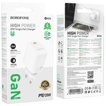 Зарядний пристрій Borofone BN26 Fuente single-port PD20W charger EU White (6941991120237)