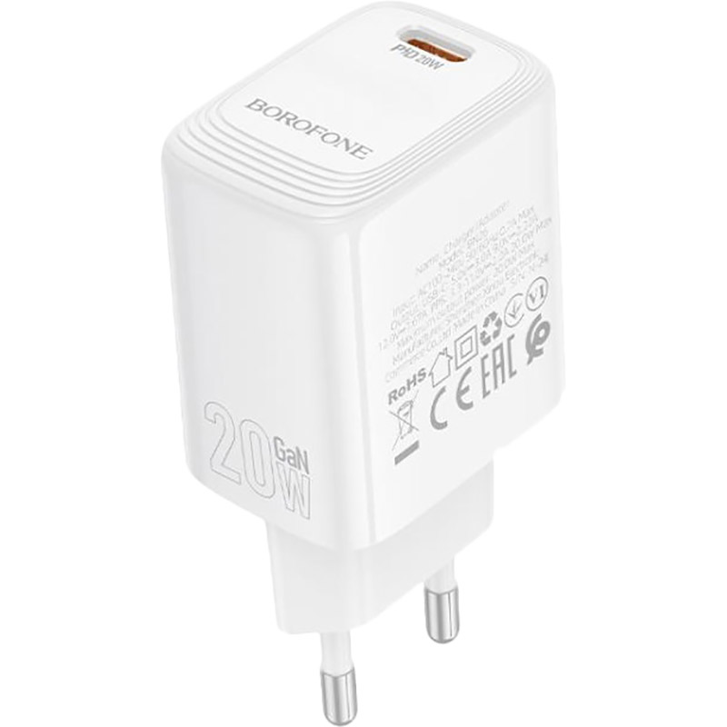 Зарядний пристрій Borofone BN26 Fuente single-port PD20W charger EU White (6941991120237)