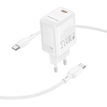 Мережевий зарядний пристрій Borofone BN26 Fuente single-port PD20W Charger Set C to C EU White (6941991120251)