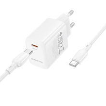 Мережевий зарядний пристрій Borofone BN26 Fuente single-port PD20W Charger Set C to C EU White (6941991120251)