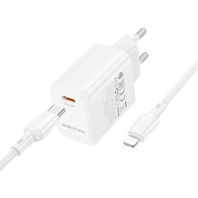 Зарядний пристрій BOROFONE BN26 Fuente single-port PD20W Charger Set (C to iP) (EU) White (6941991120244)