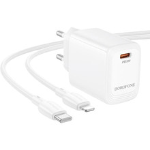 Зарядний пристрій BOROFONE BN26 Fuente single-port PD20W Charger Set (C to iP) (EU) White (6941991120244)