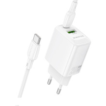 Зарядний пристрій Borofone BN27 Fuente PD20W+QC3.0 charger EU White (6941991120268)