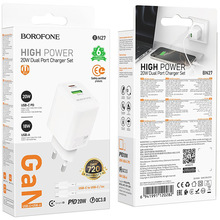 Зарядний пристрій Borofone BN27 Fuente PD20W+QC3.0 charger EU White (6941991120268)