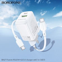 Зарядний пристрій Borofone BN27 Fuente PD20W+QC3.0 charger EU White (6941991120268)