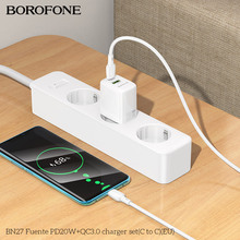 Зарядний пристрій Borofone BN27 Fuente PD20W+QC3.0 charger EU White (6941991120268)