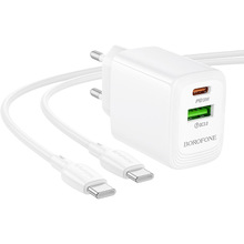 Зарядний пристрій Borofone BN27 Fuente PD20W+QC3.0 charger EU White (6941991120268)