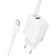Зарядний пристрій Borofone BN27 Fuente PD20W+QC3.0 charger set C to C EU White (6941991120282)