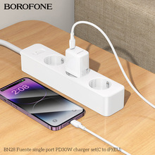 Мережевий зарядний пристрій Borofone BN28 Fuente single port PD30W Charger Set C to C EU White (6941991120312)