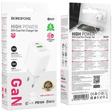 Зарядний пристрій Borofone BN29 Fuente PD30W+QC3.0 charger EU White (6941991120329)